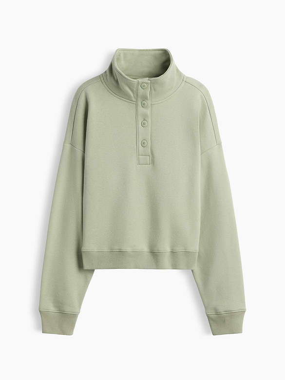 Relaxed Henley Sweatshirt
