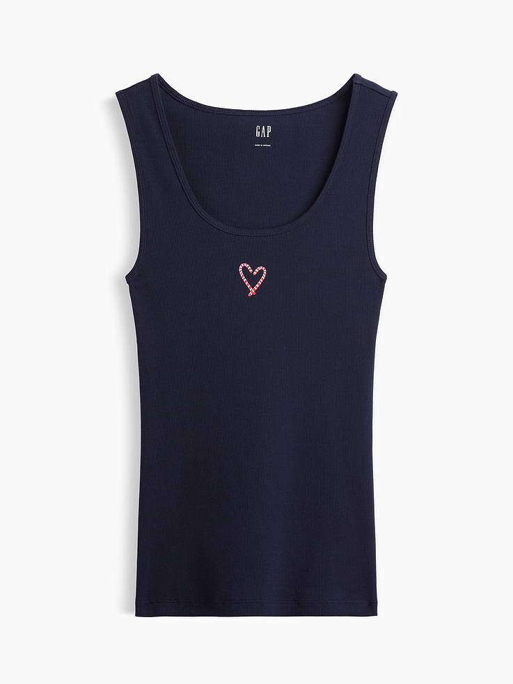 Image 1 of 2, Soft ribbed sleep tank., Tank straps., Scoopneck., Select styles have graphic at front., This product was made in a factory that invests in gender equity and women’s empowerment through RISE. Learn more at, Product #1187663