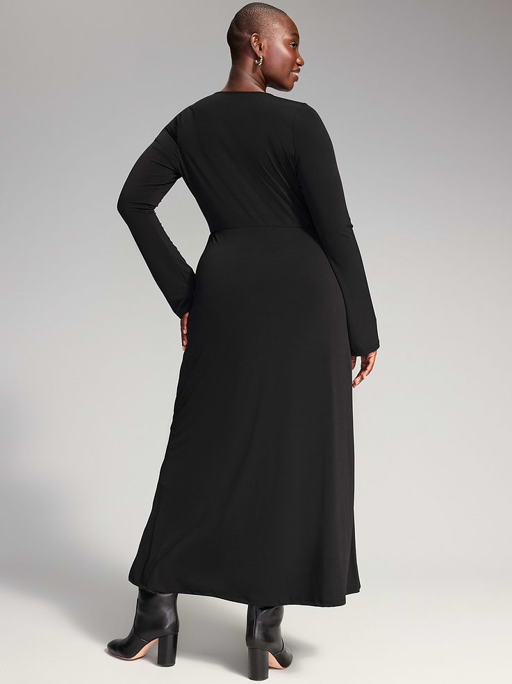 Image 8 of 10, The Occasion by Old Navy Long-Sleeve Tie-Front Maxi Dress