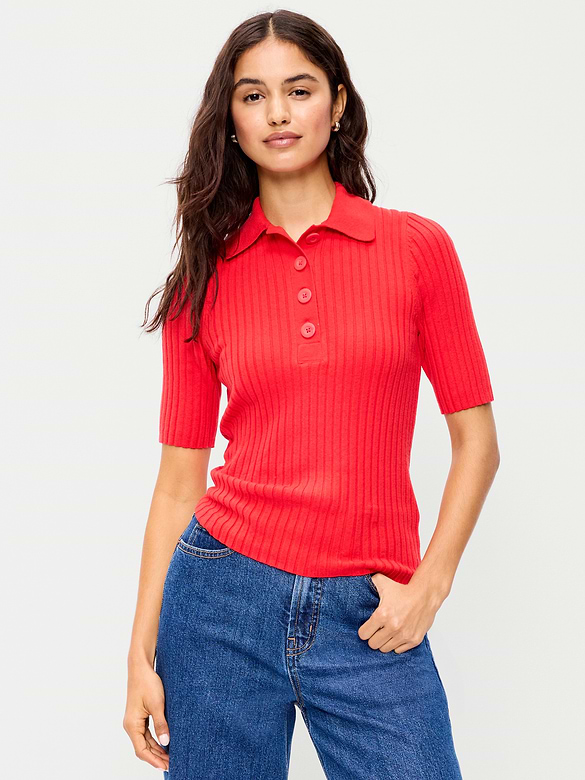 Short-Sleeve Ribbed Polo