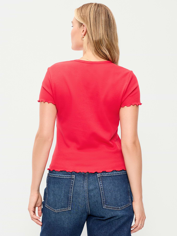 Image 6 de 8, T-shirt ajusté court en tricot gaufré