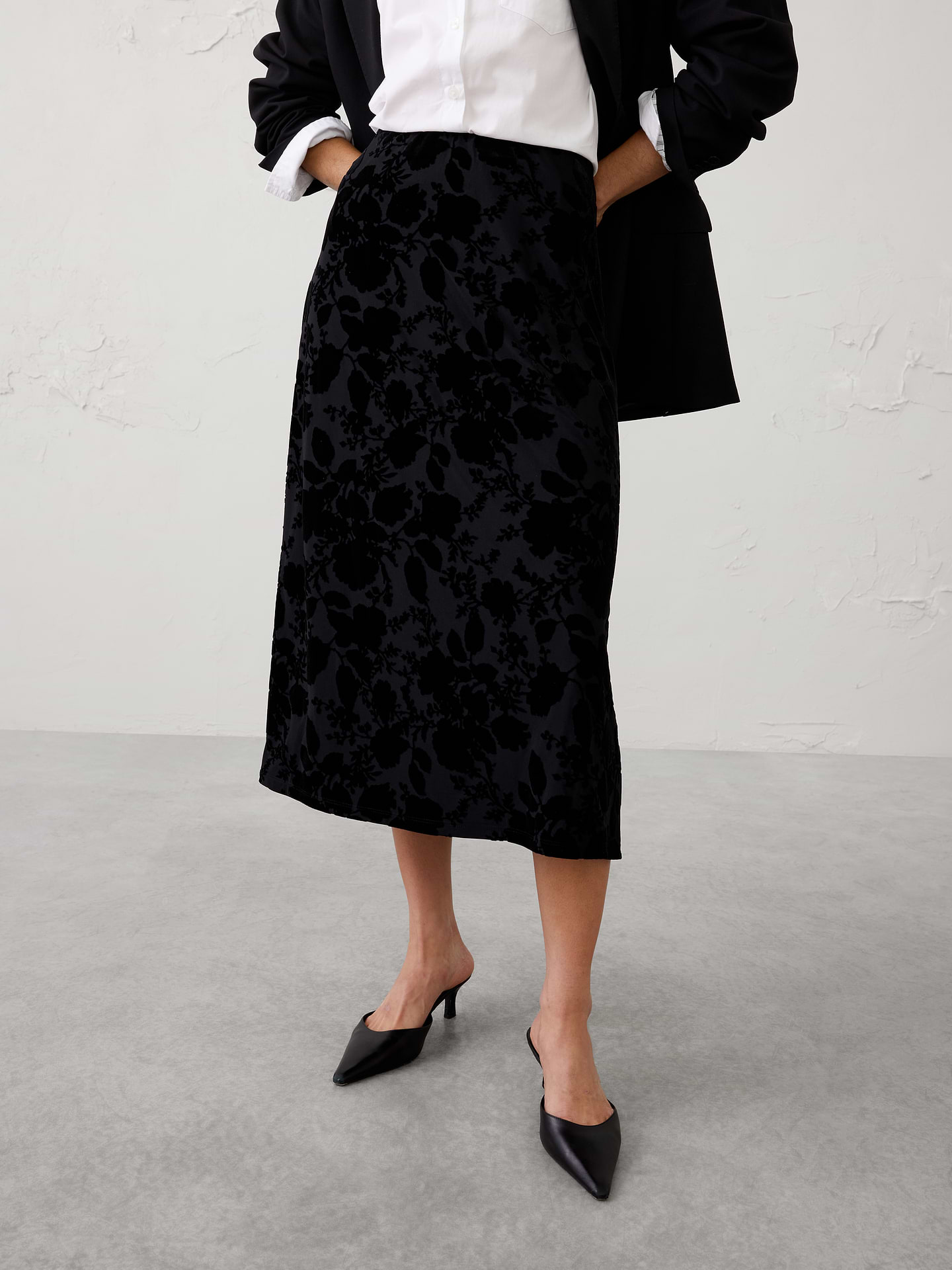 Image 3 of 5, Velvet Burnout Midi Skirt