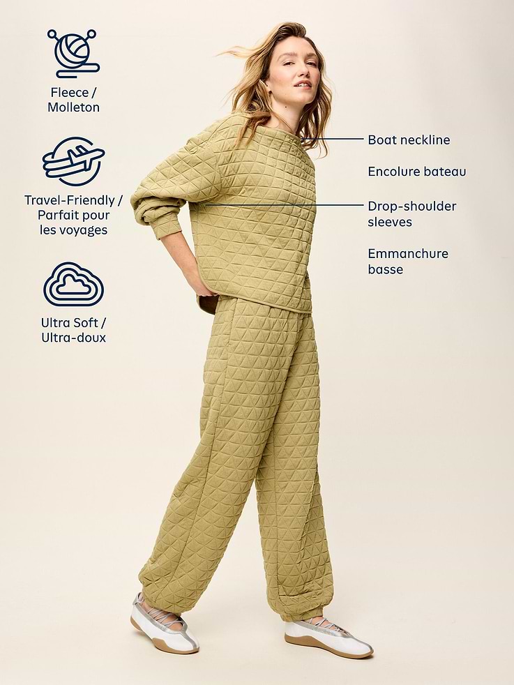 Image 5 of 8, Quilted Bounce Fleece Boatneck Sweatshirt