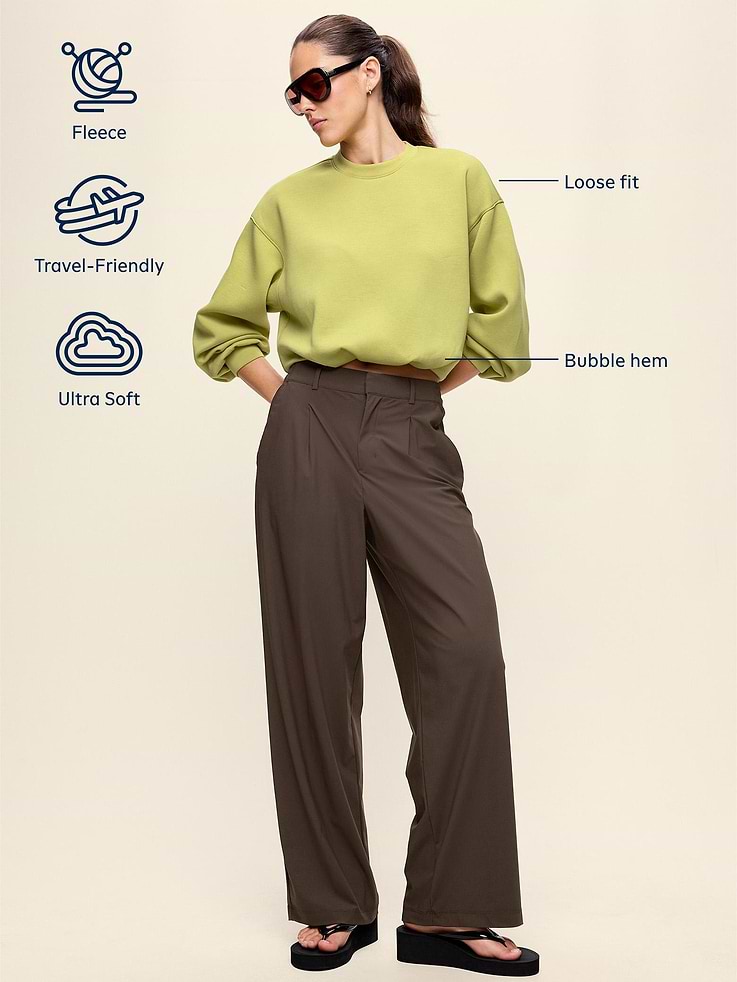 Image 5 of 9, Bounce Fleece Bubble-Hem Sweatshirt