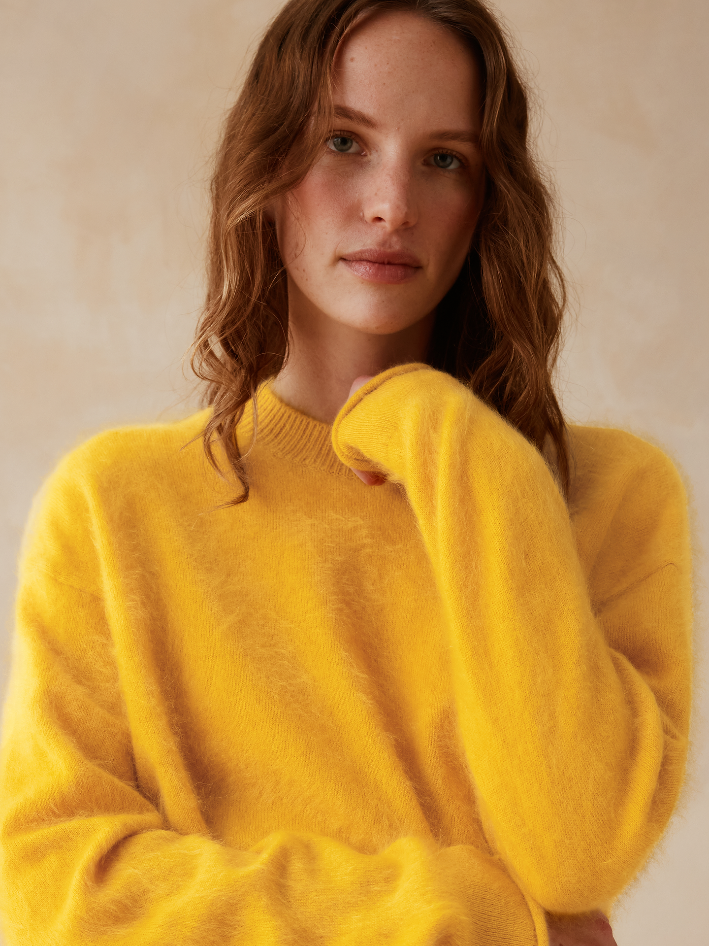 Image 1 of 8, This vintage-inspired cashmere sweater gets a brushed finish that only adds to the oversized, cozy appeal., Introducing our exclusive collaboration with ZANKOV. Future heirlooms that bring together our heritage details and the knitwear designer's vibrant textures., Relaxed Fit: A straight and roomy fit, styled oversized to work on any body., Crew neck., Straight hem., Product #1187826