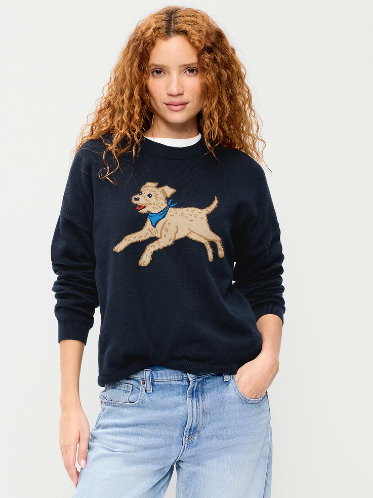 Image 1 of 5, crew neck, long drop-shoulder sleeves, rib-knit hem and cuffs, Product #1182273