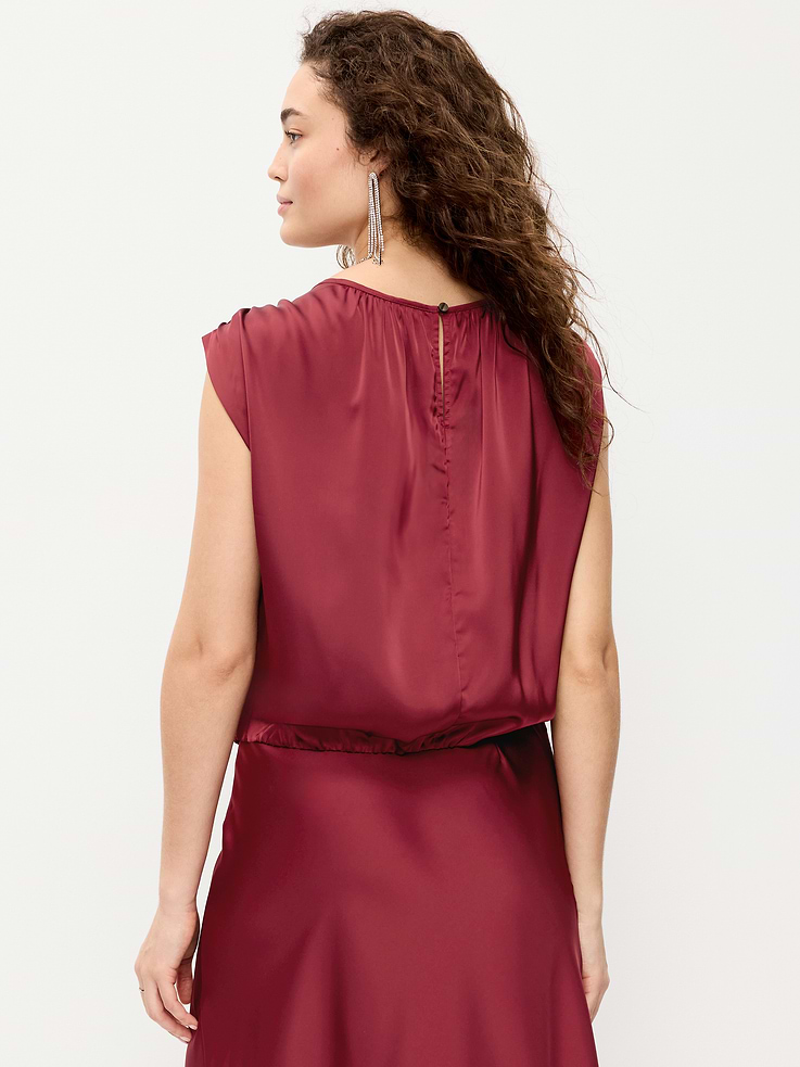 Image 2 of 7, Boatneck Drapey Bubble-Hem Top