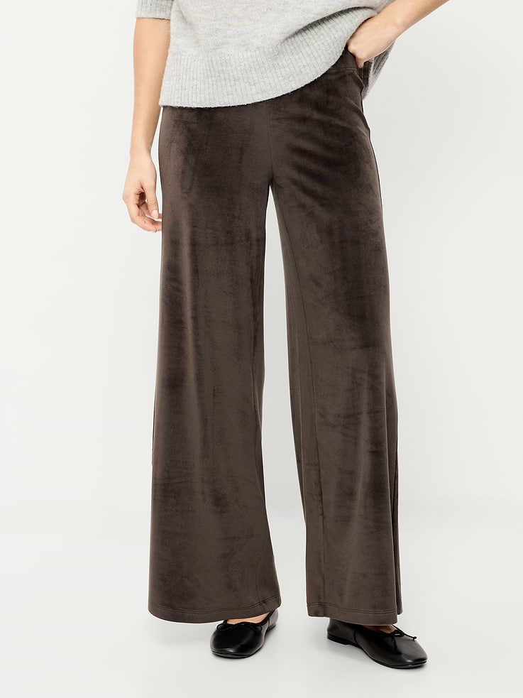 Image 2 de 4, Legging à jambe ultra-large en velours à taille haute