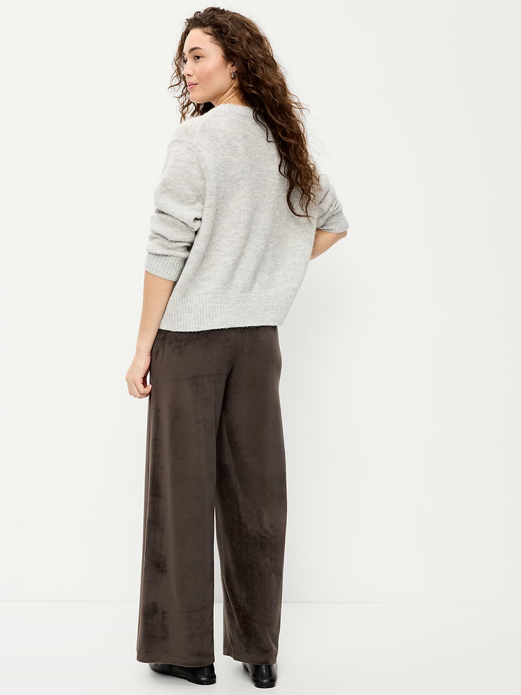 Image 3 de 4, Legging à jambe ultra-large en velours à taille haute