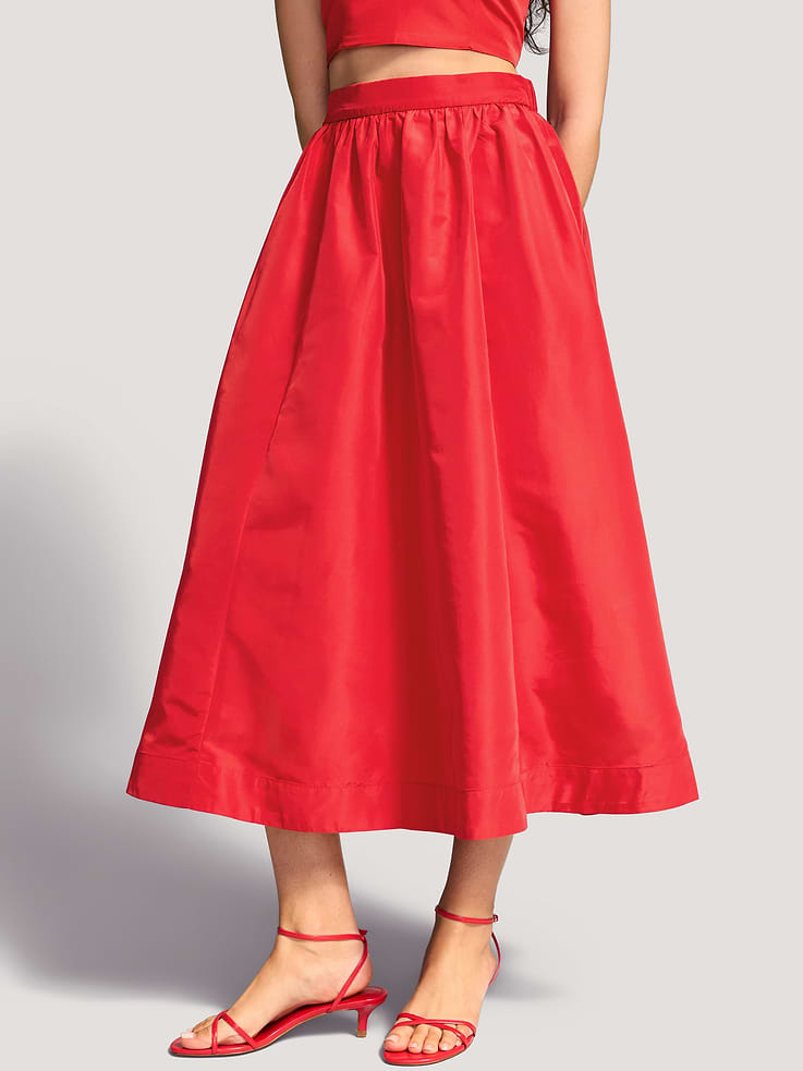 Image 2 of 9, The Occasion by Old Navy Taffeta Midi Skirt