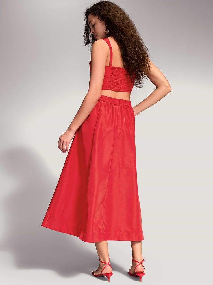 Image 3 of 9, The Occasion by Old Navy Taffeta Midi Skirt