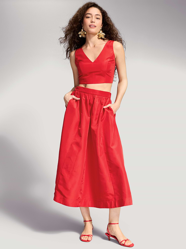 Image 1 of 9, elasticized pull-on waist, on-seam pockets, a-line silhouette, Product #1196190