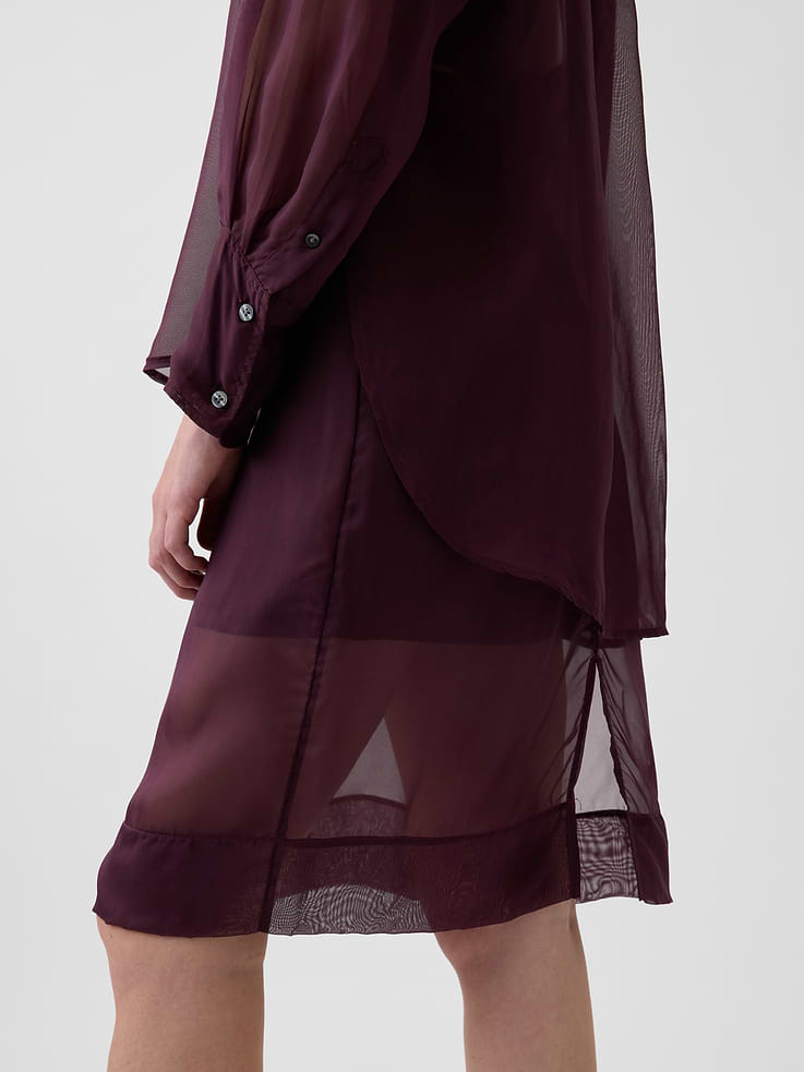 Image 4 of 6, Sheer Organza Knee-Length Skirt
