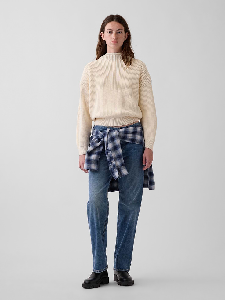 Image 2 of 5, 100% Cotton Oversized Rollneck Sweater