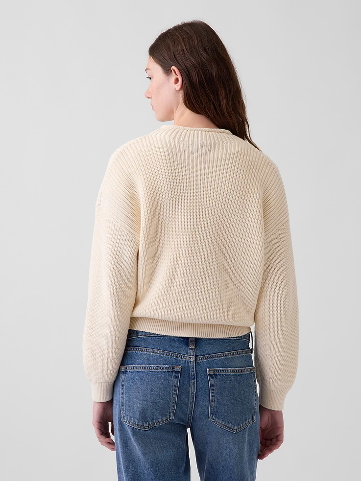Image 3 of 5, 100% Cotton Oversized Rollneck Sweater