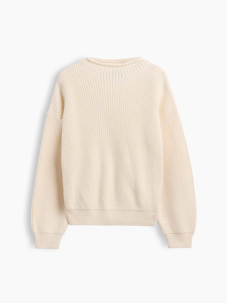 Image 5 of 5, 100% Cotton Oversized Rollneck Sweater