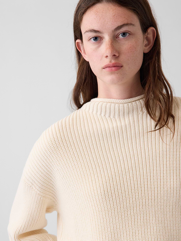 Image 4 of 5, 100% Cotton Oversized Rollneck Sweater