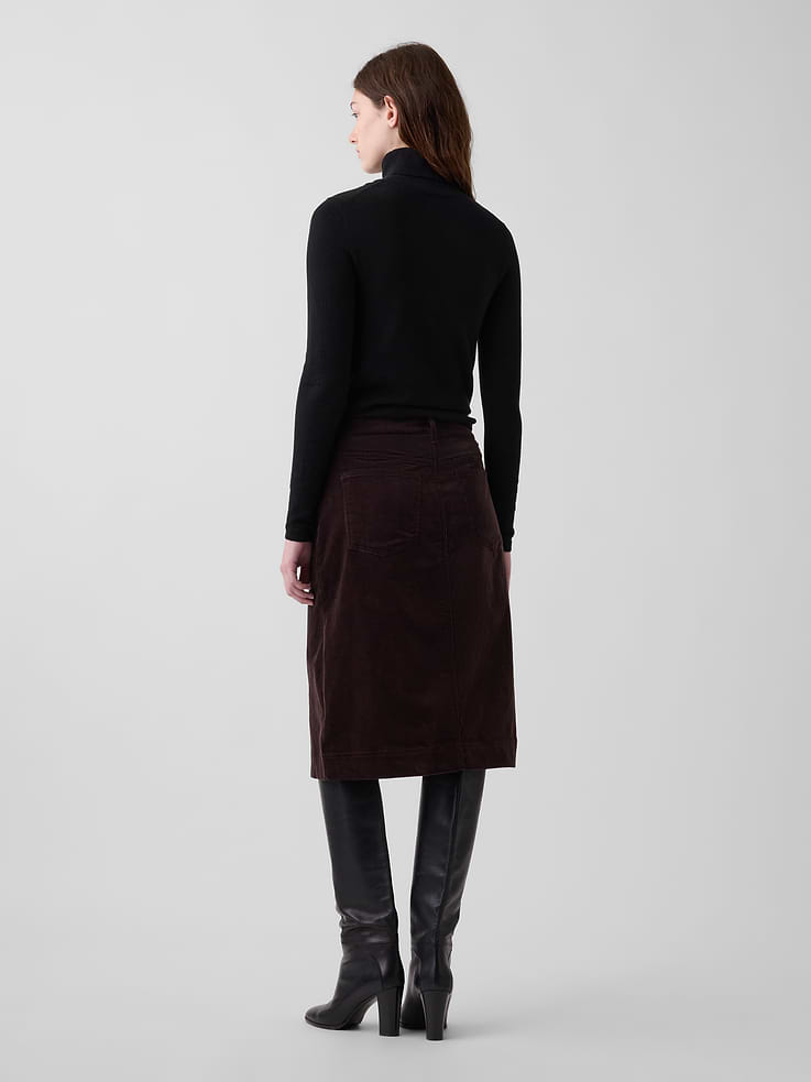 Image 2 of 5, Corduroy Knee-Length Skirt