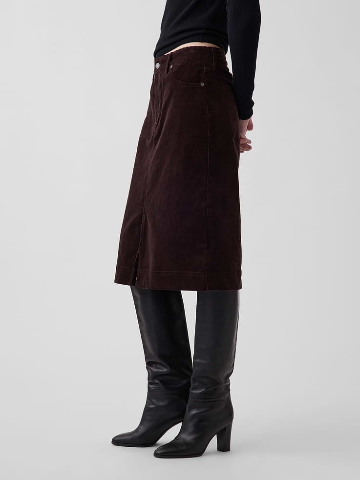 Image 3 of 5, Corduroy Knee-Length Skirt