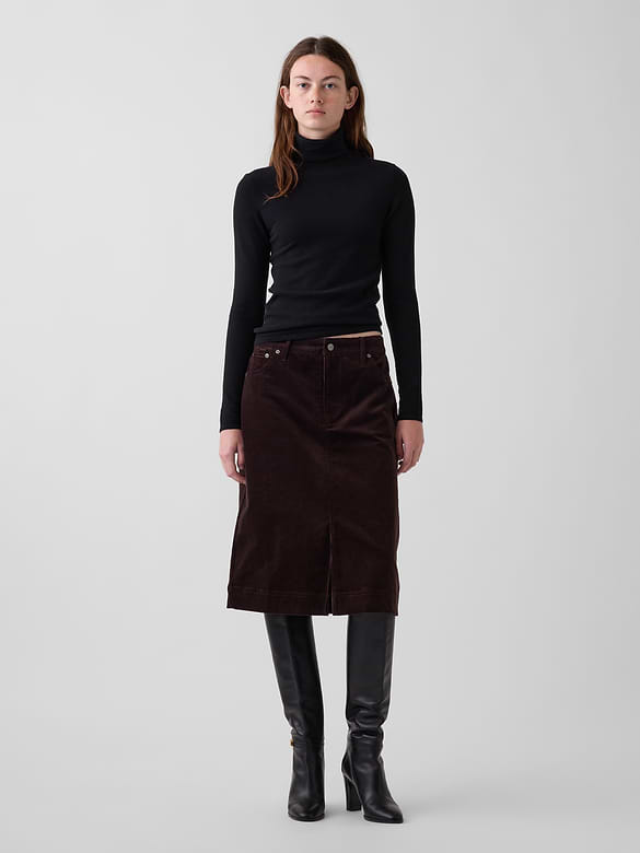 Corduroy Knee-Length Skirt