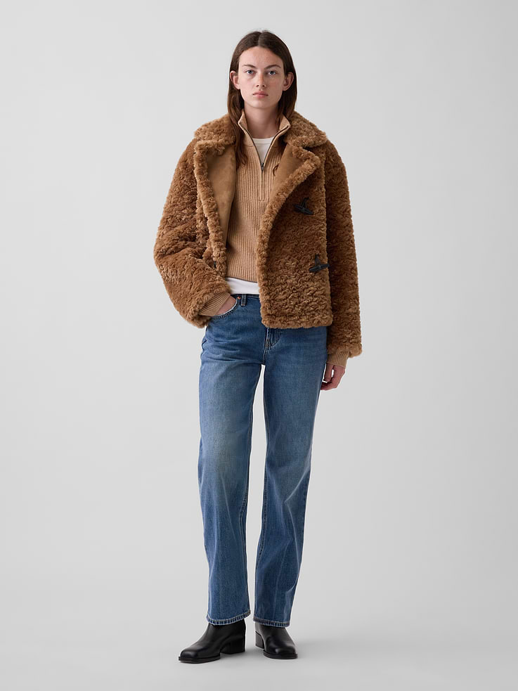 Image 2 of 5, Sherpa & Vegan Suede Toggle Coat