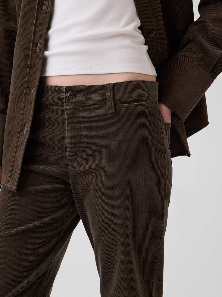 Image 5 de 7, Pantalon décontracté évasé en velours côtelé à taille mi-basse