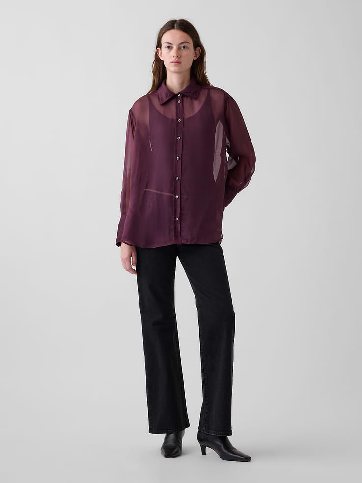 Image 2 of 5, Sheer Organza Big Shirt
