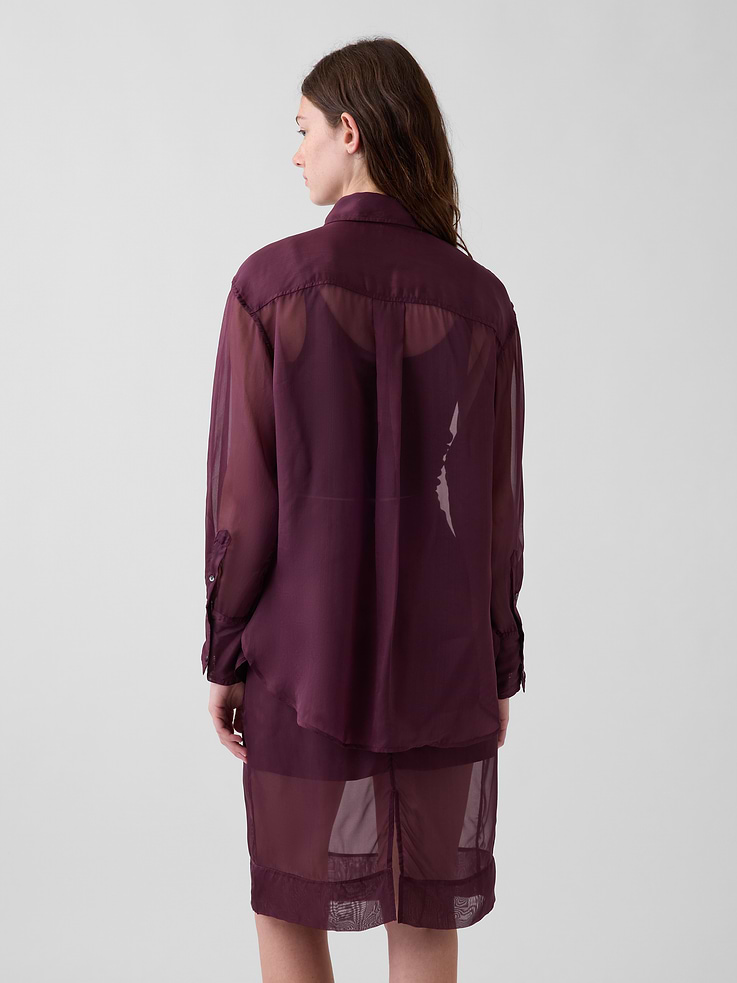 Image 3 of 5, Sheer Organza Big Shirt