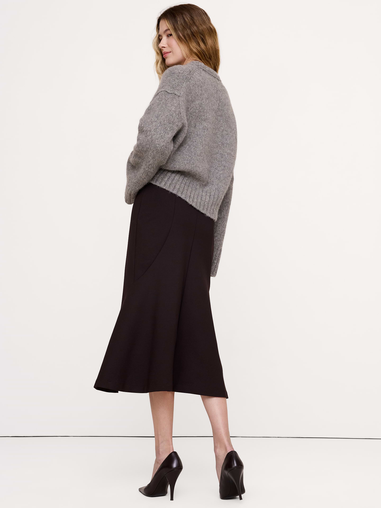 Image 2 of 3, Paneled Ponte Pull-On Midi Skirt