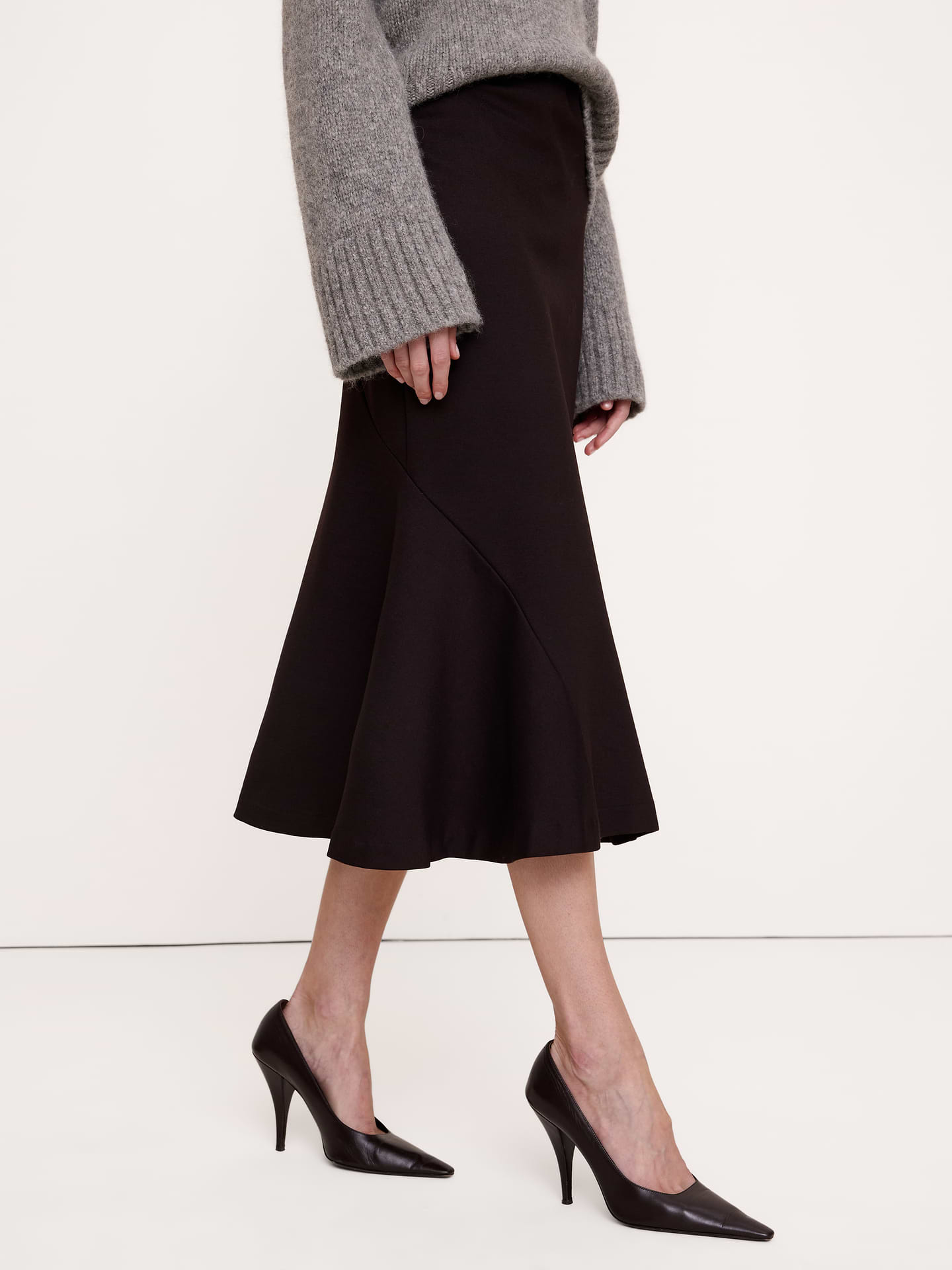Image 3 of 3, Paneled Ponte Pull-On Midi Skirt