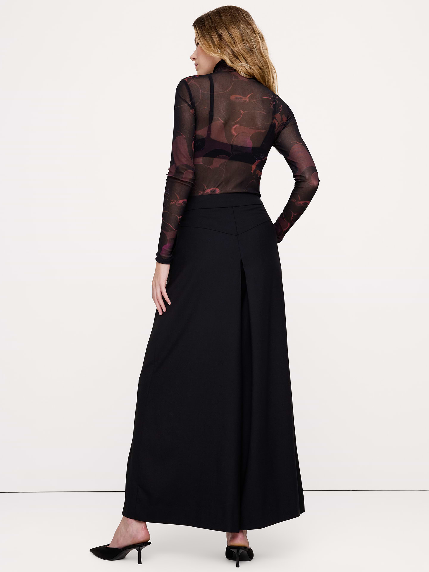 Image 2 of 4, High-Rise Wide-Leg Wool-Blend Palazzo Pant