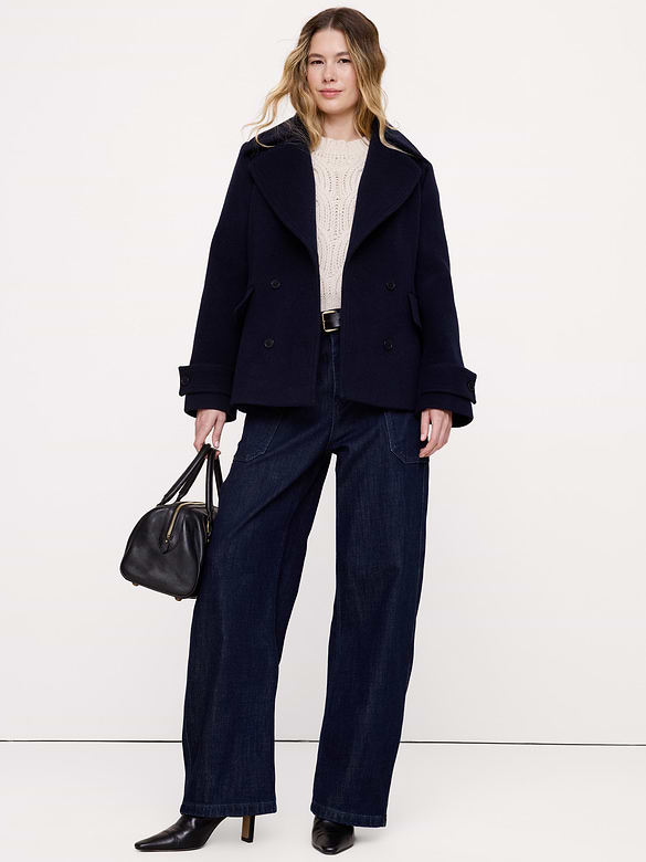 Italian Melton Wool-Blend Peacoat