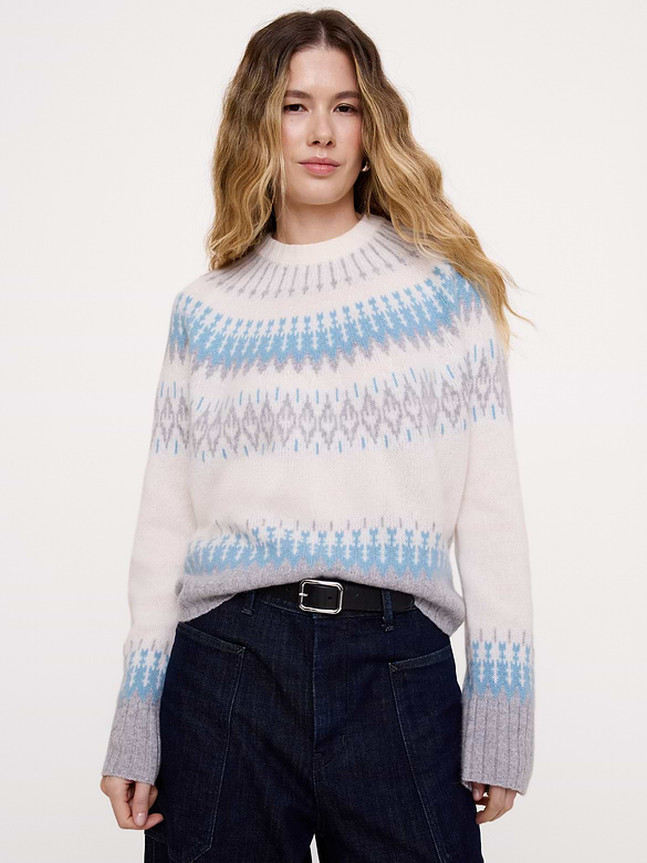 Cashmere Fair Isle Crew-Neck Sweater