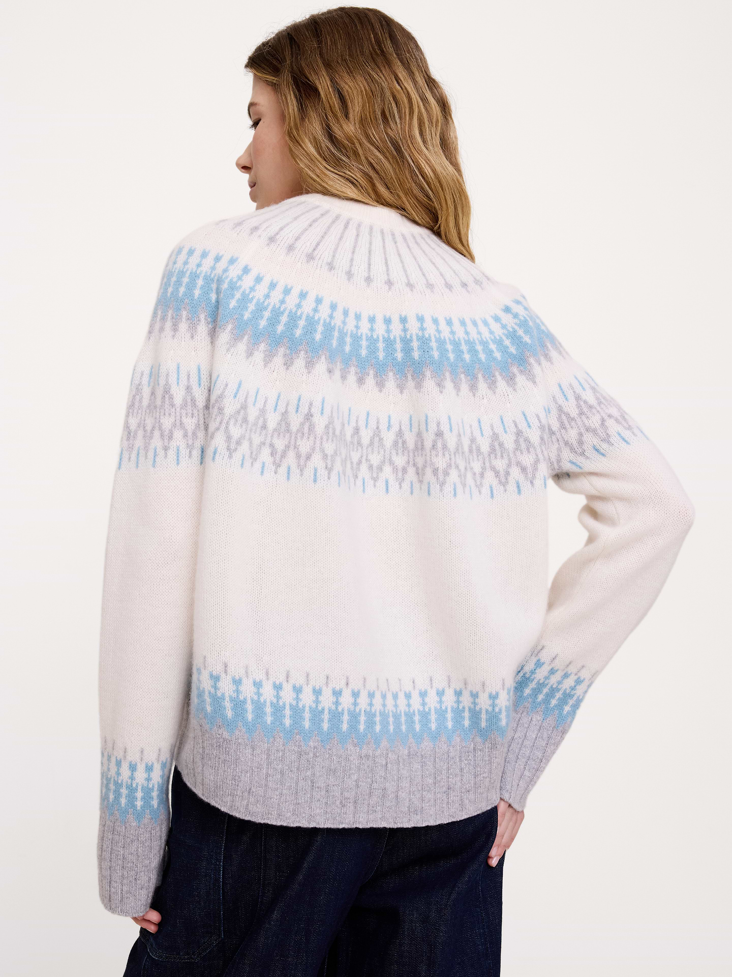 Image 2 of 4, Cashmere Fair Isle Crew-Neck Sweater