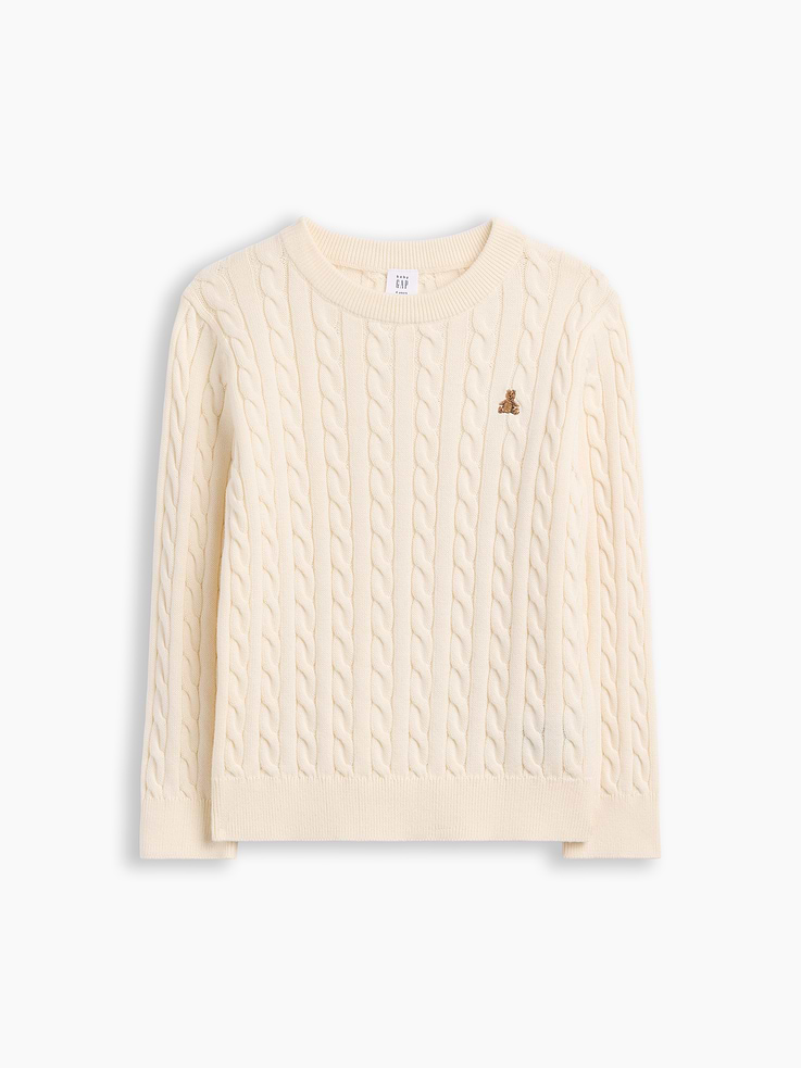 Image 2 of 4, babyGap Brannan Bear Cable-Knit Crewneck Sweater