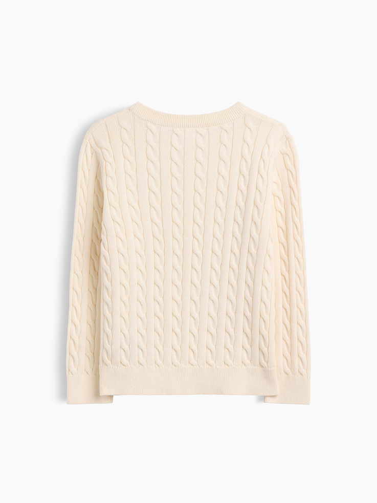 Image 4 of 4, babyGap Brannan Bear Cable-Knit Crewneck Sweater
