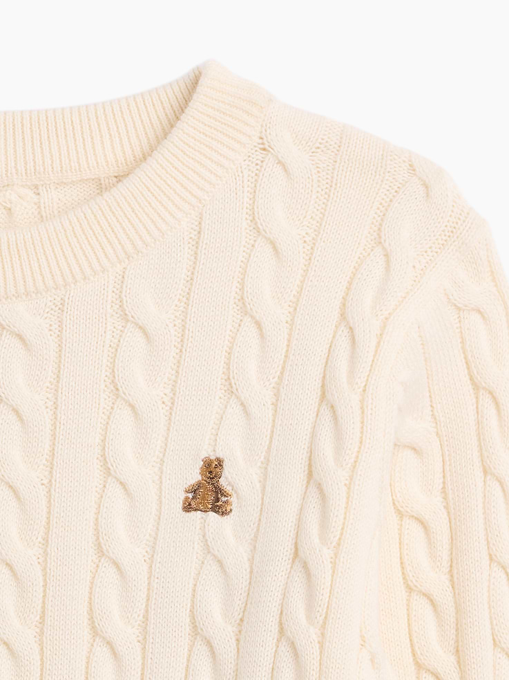 Image 3 of 4, babyGap Brannan Bear Cable-Knit Crewneck Sweater