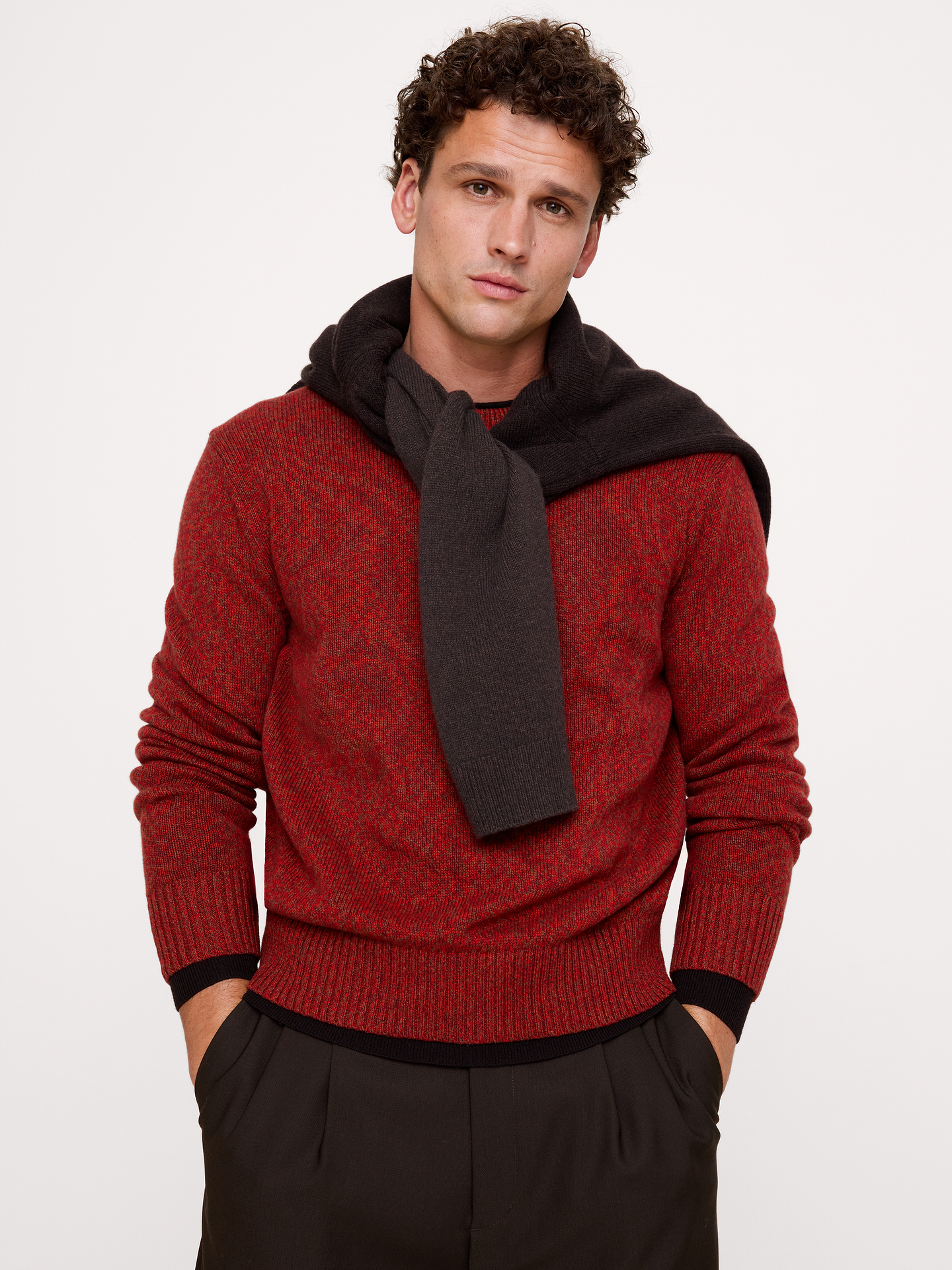 Image 1 of 8, We kept a classic fit for this crew-neck sweater, opting for a base of breathable cotton, blended with cashmere for softness and warmth. This one employs a marled yarn we love for its vintage vibes., Standard fit: A straight and easy fit., Fabric from Italy's Millefili mill., Crew neck., Straight him., Product #907506