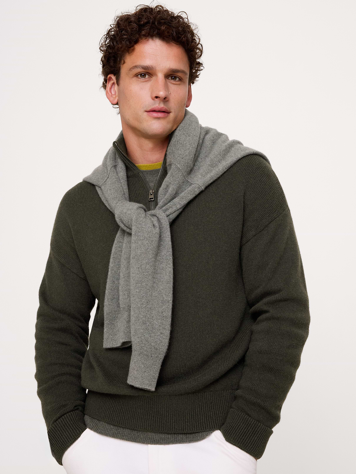 Italian Cotton-Cashmere Quarter-Zip Sweater