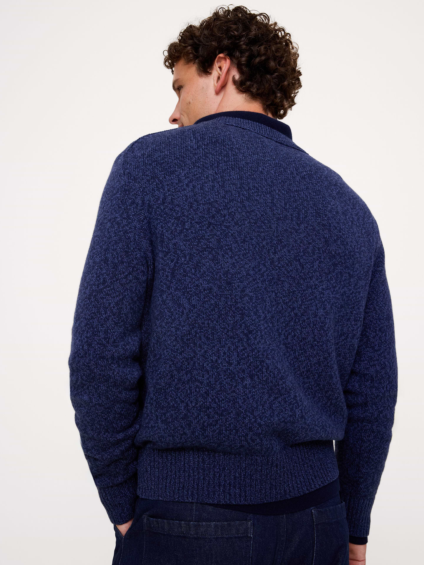 Image 3 of 8, Marled Italian Cotton-Cashmere Crew-Neck Sweater