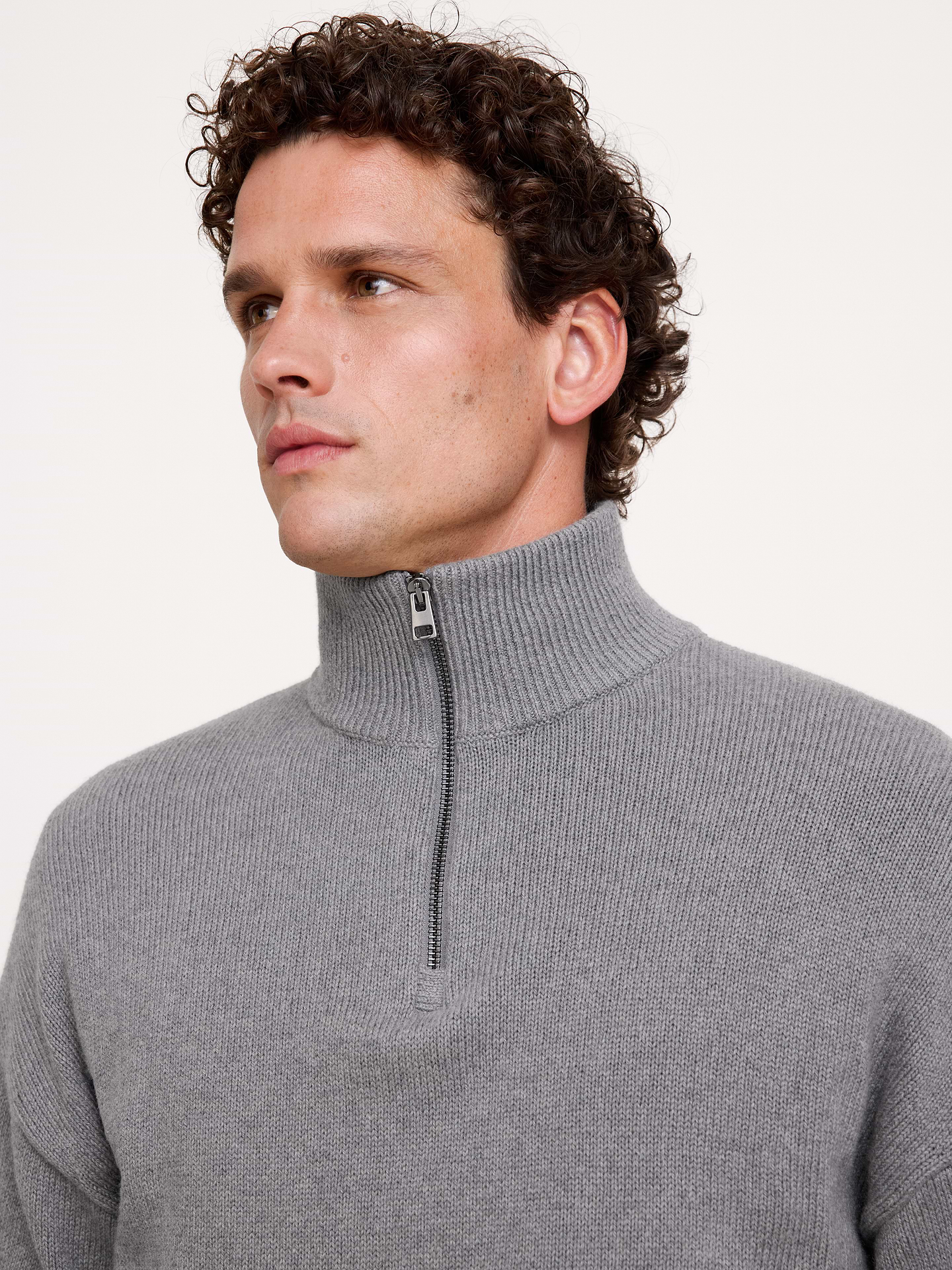 Image 3 of 6, Italian Cotton-Cashmere Quarter-Zip Sweater