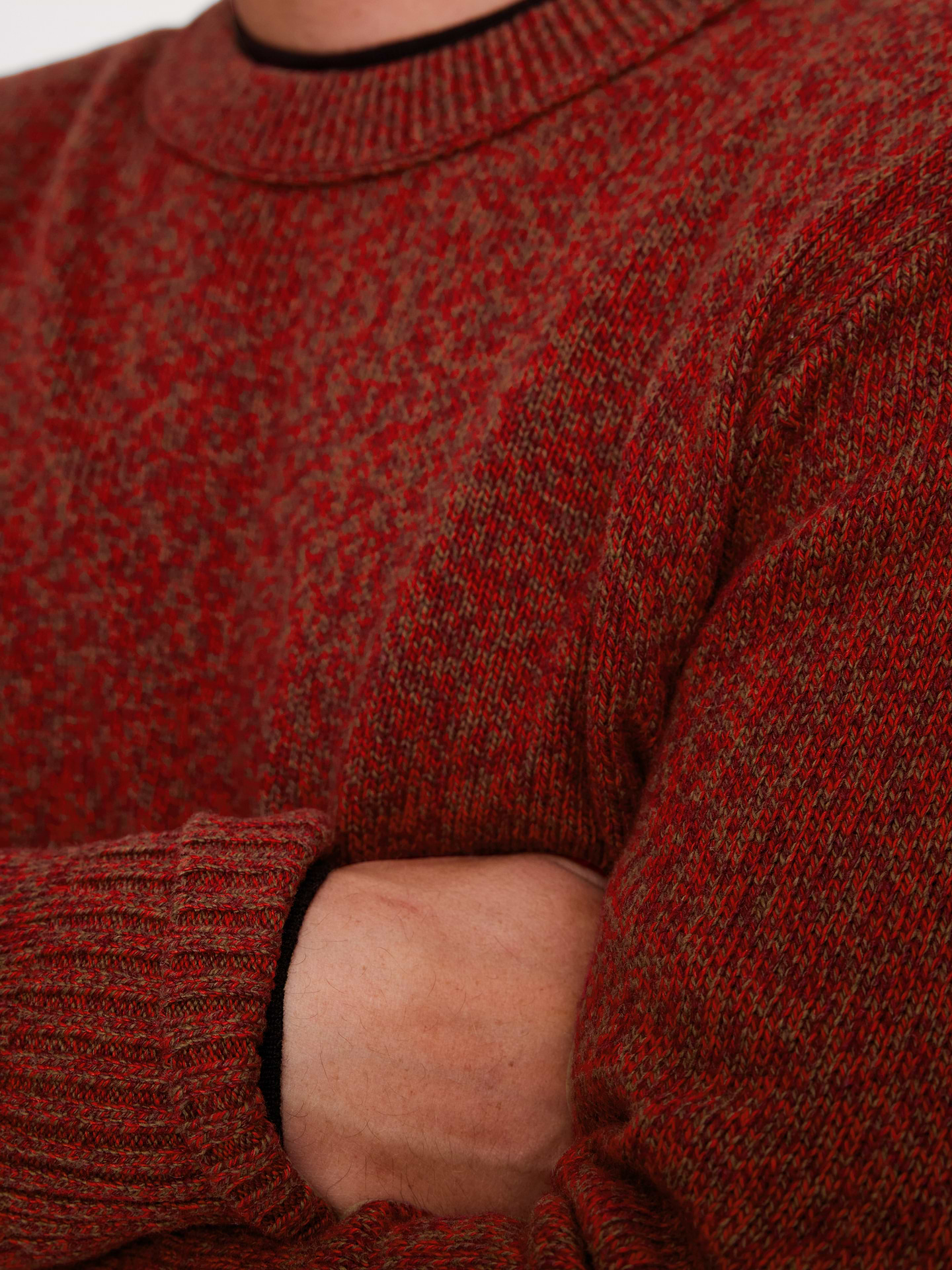 Image 3 of 8, Marled Italian Cotton-Cashmere Crew-Neck Sweater
