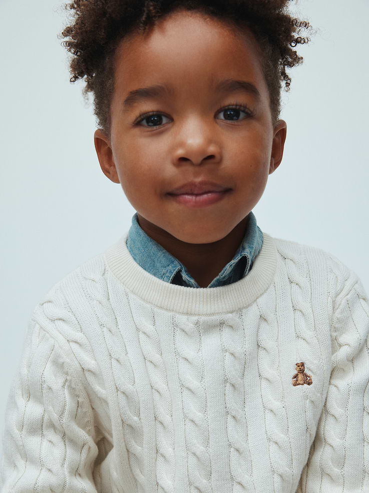 Image 1 of 4, Soft cotton knit., Long sleeves with ribbed cuffs., Ribbed crewneck., Embroidered Brannan Bear at chest., Ribbed hem., Product #1176507