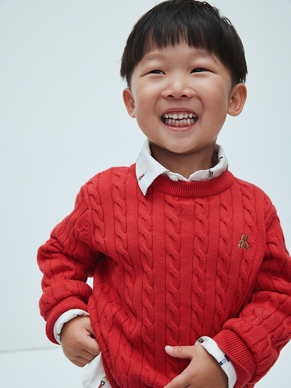 babyGap Brannan Bear Cable-Knit Crewneck Sweater