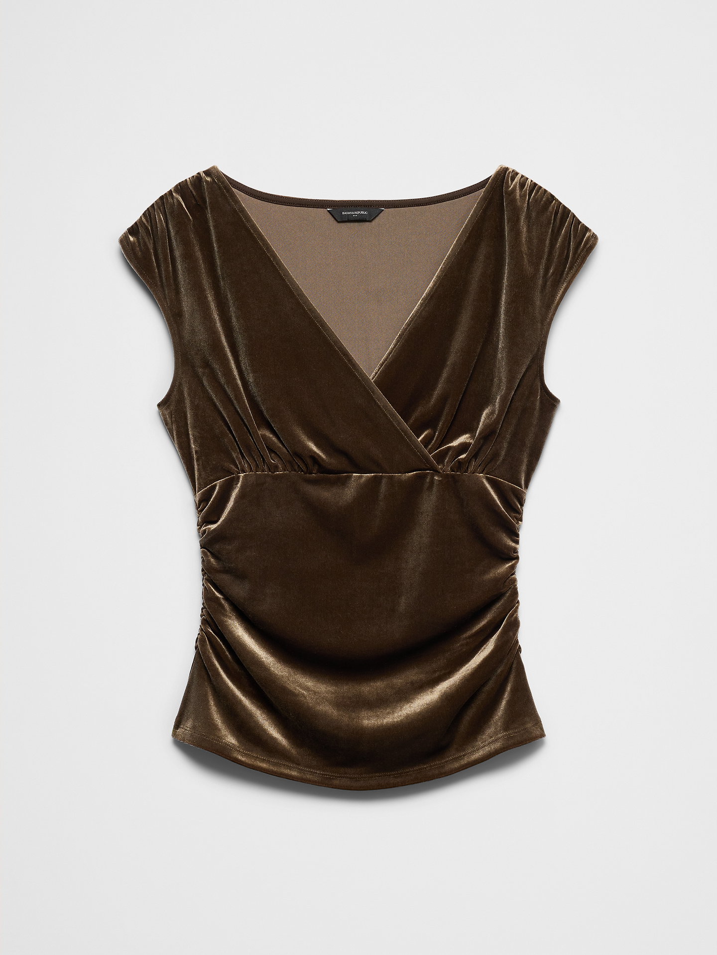 Image 4 of 4, Velvet Crossover Front Shirred Top
