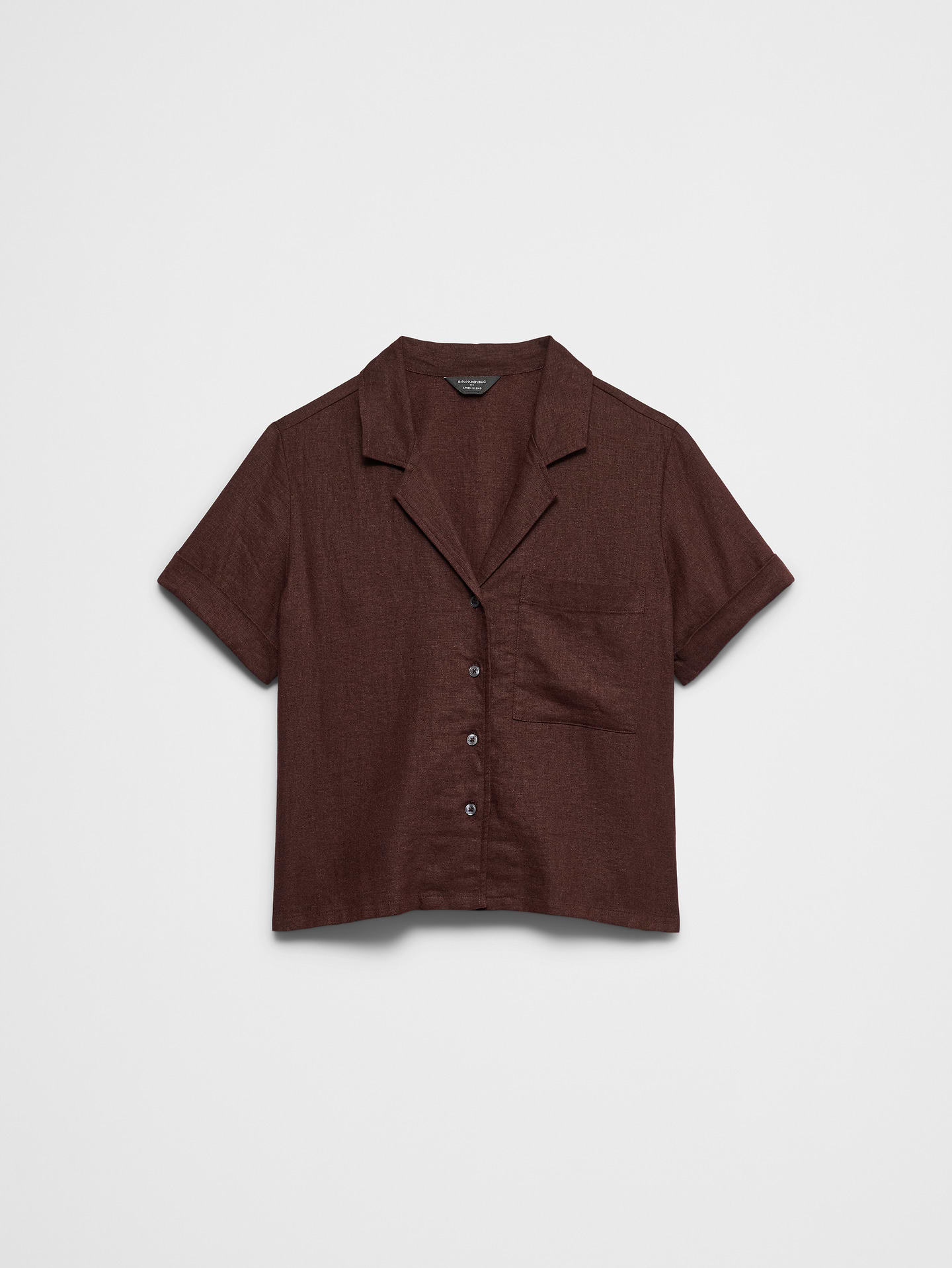 Image 4 of 4, Linen-Blend Cropped Shirt