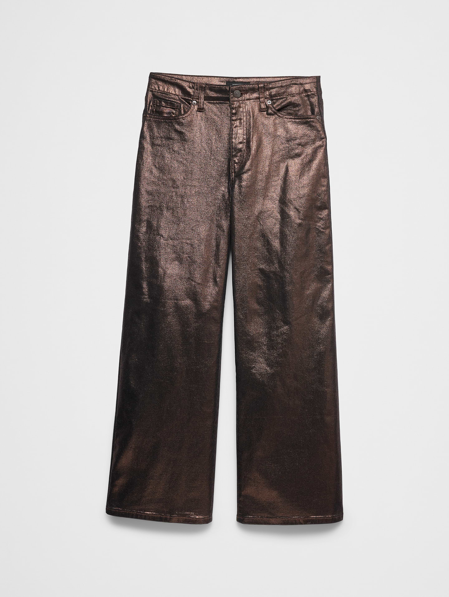 Image 4 of 4, Wide-Leg High-Rise Metallic Pant