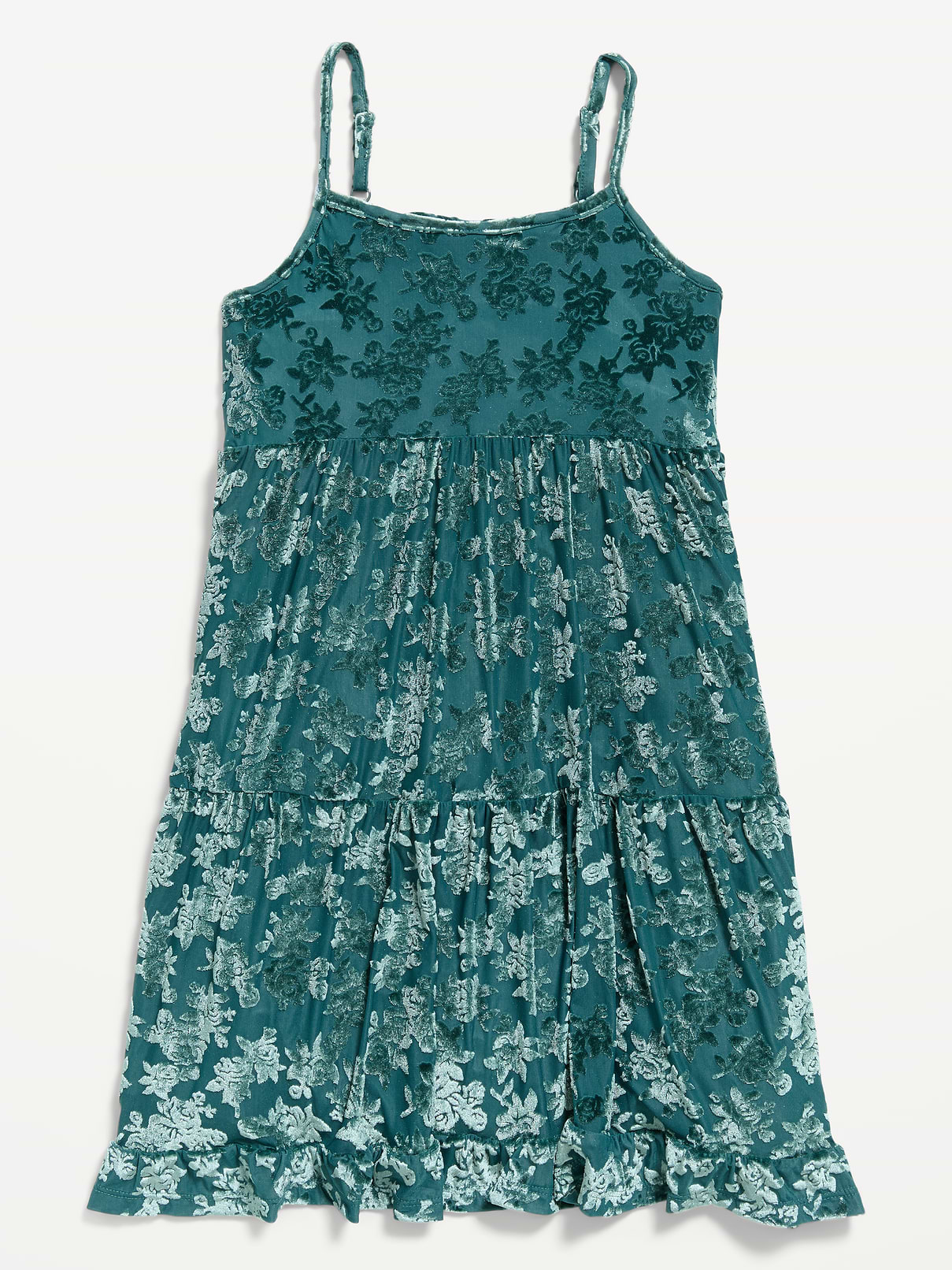 Image 2 of 2, Sleeveless Fit and Flare Floral Velour Dress for Girls