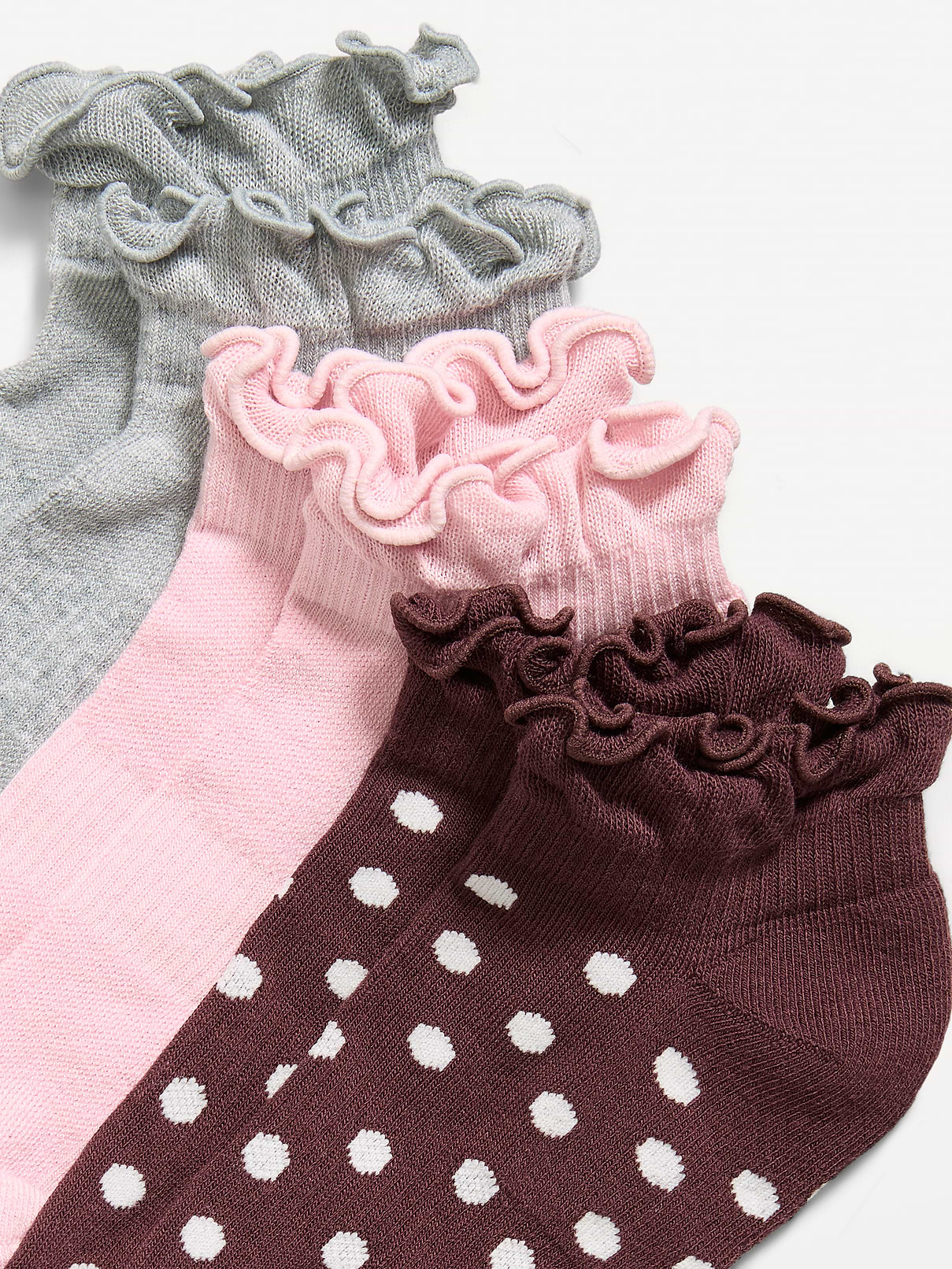 Image 2 of 2, Ruffled Athletic Crew Sock 3-Pack for Women