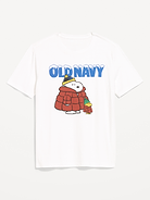 Image 1 of 2, rib-knit crew neck, short sleeves, licensed graphic at front, © 2026 Peanuts Worldwide LLC, Product #1183907